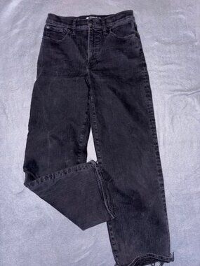 Madewell The Perfect Vintage Straight Leg Jeans Women’s Size 28 Black Frayed Hem